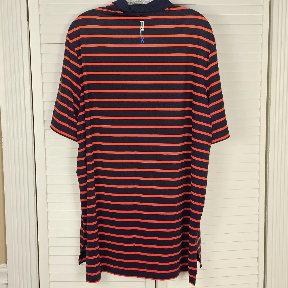 RLX‎ Ralph Lauren Mens Navy Red Striped Polo Golf Shirt XL